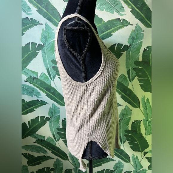 Carly Jean Los Angeles brown waffle slouchy tank top size S - Picture 6 of 7